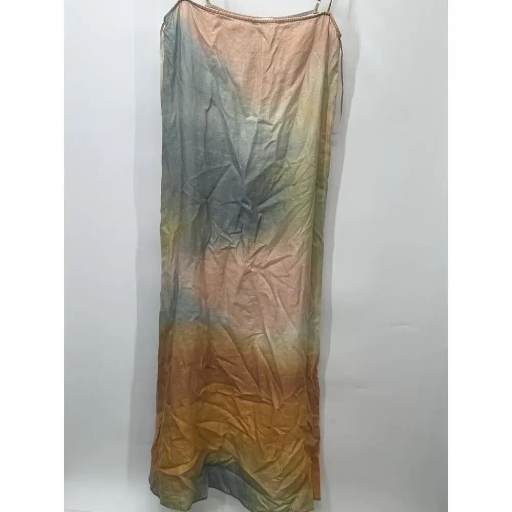 Staud Multicolored Laura Linen Dress Size M with Hole and Fabric Pull - Picture 4 of 12